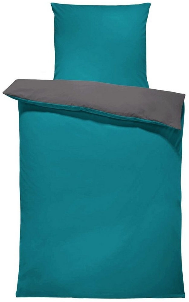 One Home Wendebettwäsche Doubleface, Mikrofaser, 2 teilig, petrol / anthrazit, Normalgröße Bild 1
