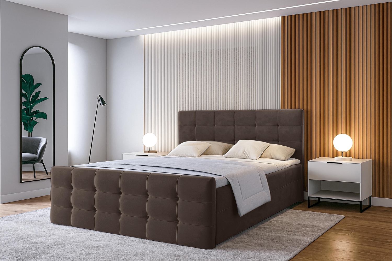 AX LIVING Bett mit Bettkasten 180x200 cm Argentaro Boxspringbett braun Bild 1