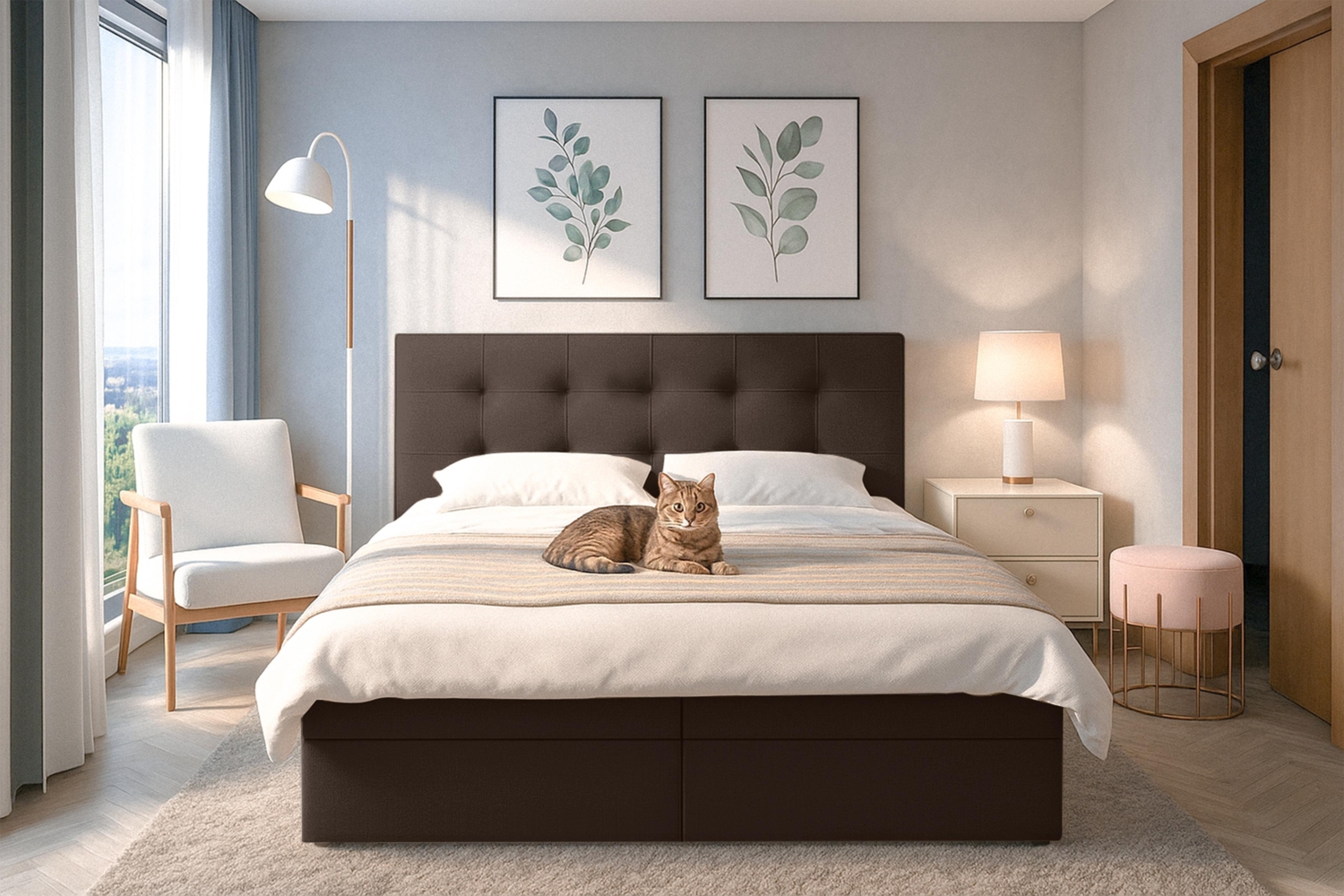 AX LIVING Belinai Bettkasten Boxspringbett 140 Bett Braun 145 x 208 cm Bild 1