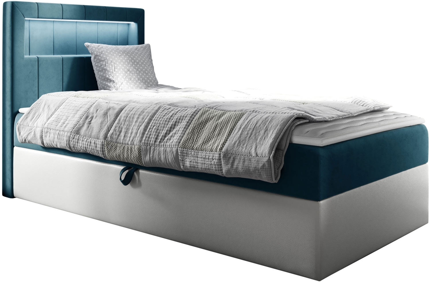 Boxspringbett 'Gladino Junior 1' blau 90x200 cm Links Bild 1