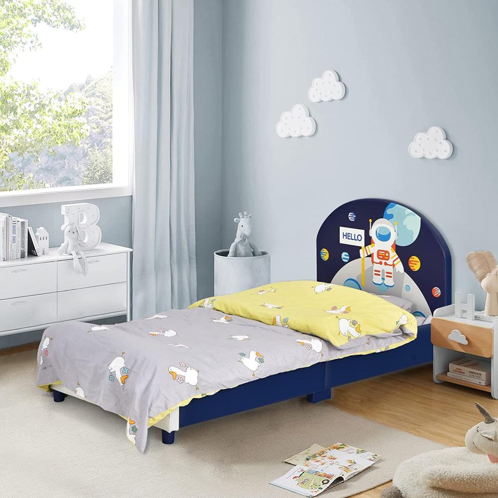 COSTWAY 140x70 cm Kinderbett mit weichem Kopfteil & Fußteil, Lattenrost Babybett, Einzelbett für Jungs und Mädchen von 3 bis 5 Jahren (Einhorn) Bild 1