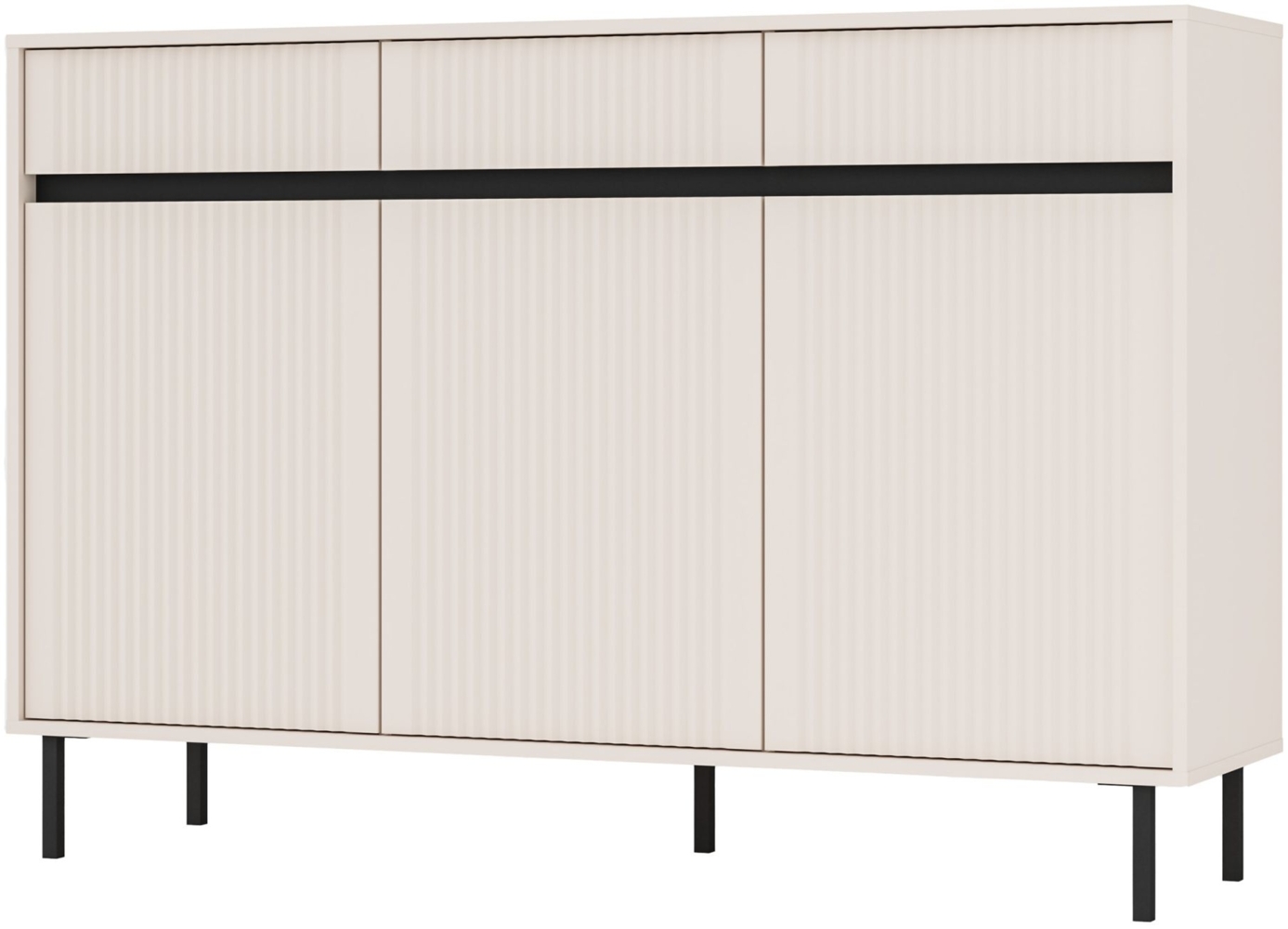 Selsey 'Osaka' Sideboard 3-türig mit drei Schubladen, sandbeige, ca. 100 x 149 x 40 cm Bild 1