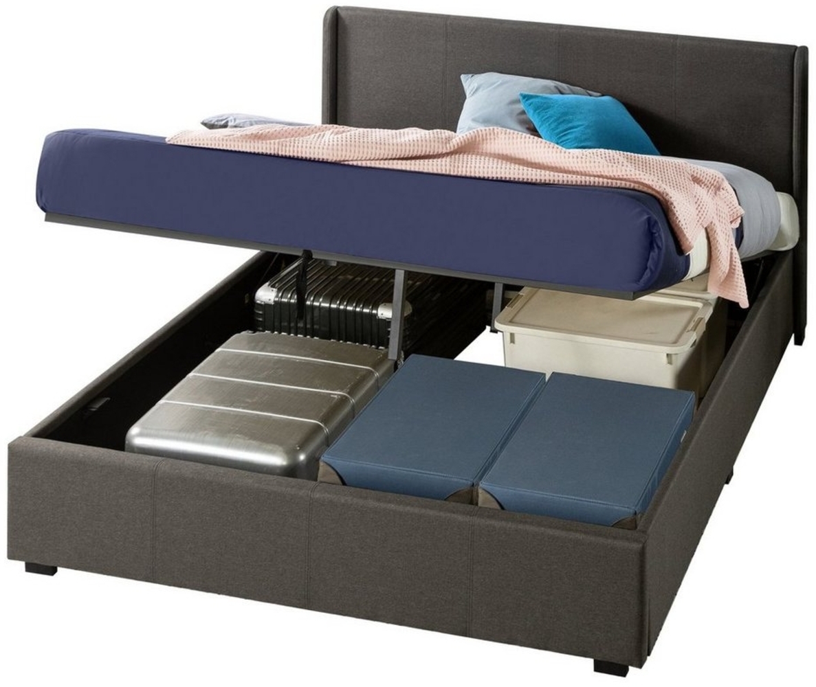ZINUS Stauraumbett Maddon mit gepolstertem Kopfteil, 180x200 (Packung, 1-tlg, Bett, Dunkelgrau, 180x200 cm), Geeignet für kleine Räume Bild 1