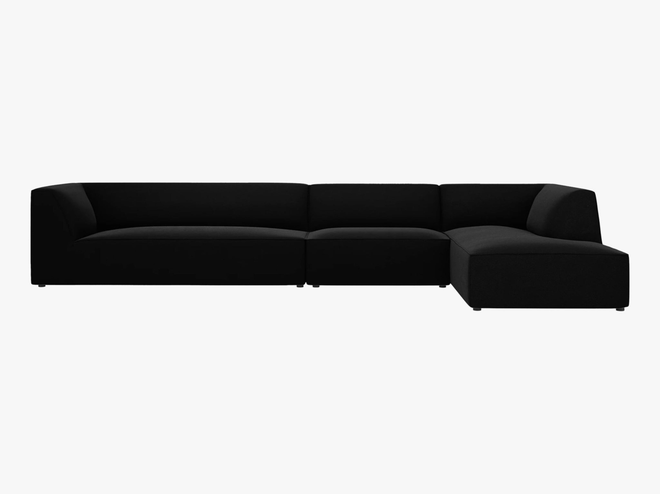 Micadoni Ecksofa Ruby 5-Sitzer Rechts Samt Salvador Schwarz Bild 1