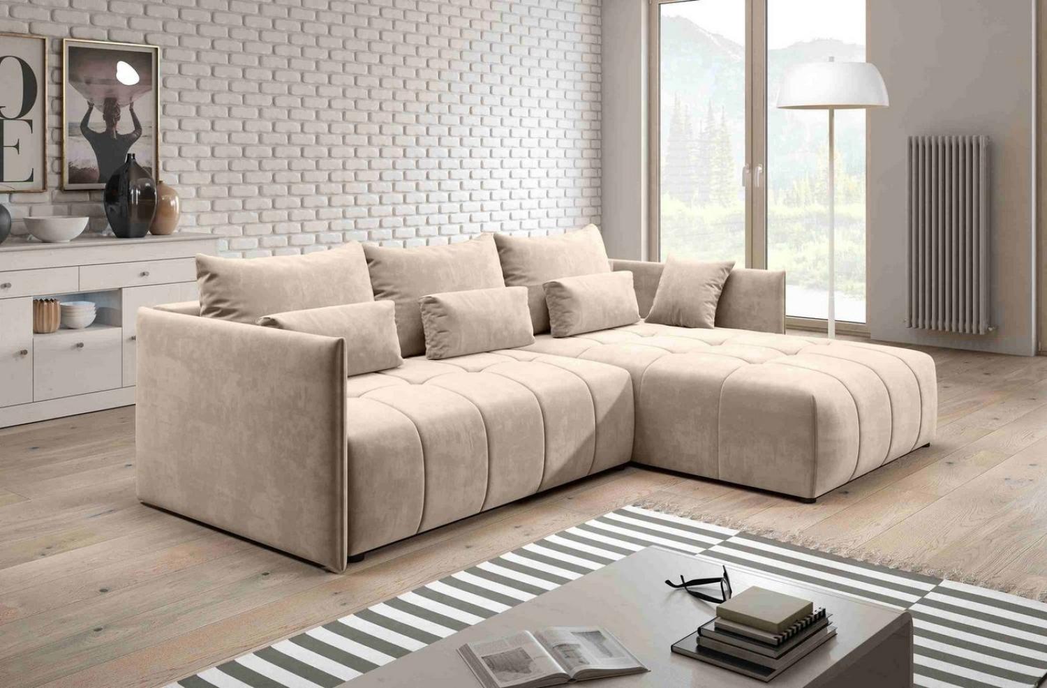 Furnix Ecksofa YALTA Schlafsofa Couch ausziehbar mit Bettkasten und Kissen, elegantes Design und Funktionalität Bild 1