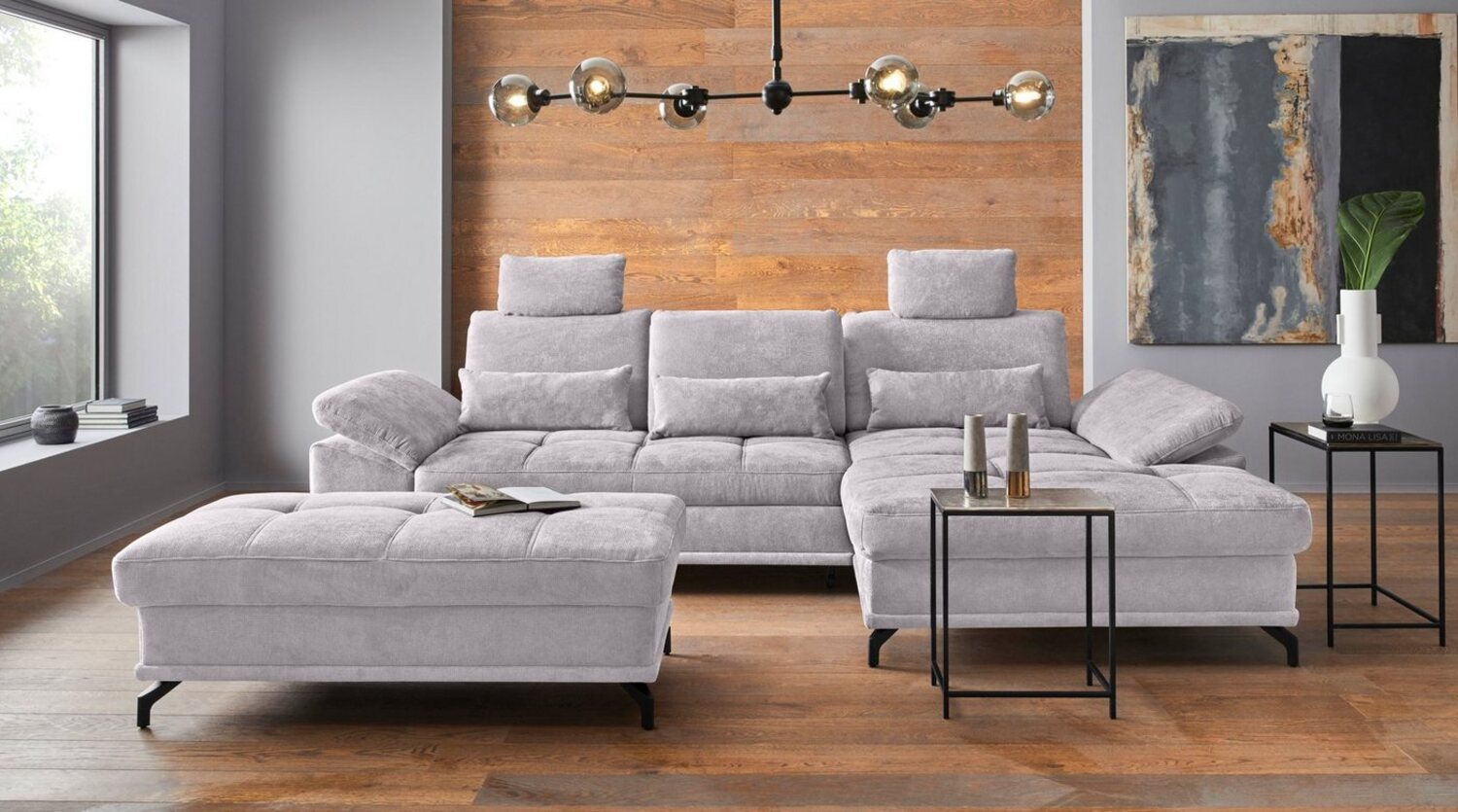 Places of Style Ecksofa Costello L-Form, mit Sitztiefenverstellung, Armteilverstellung und, 3 Nierenkissen, optional Bettfunktion und Bettkasten Bild 1