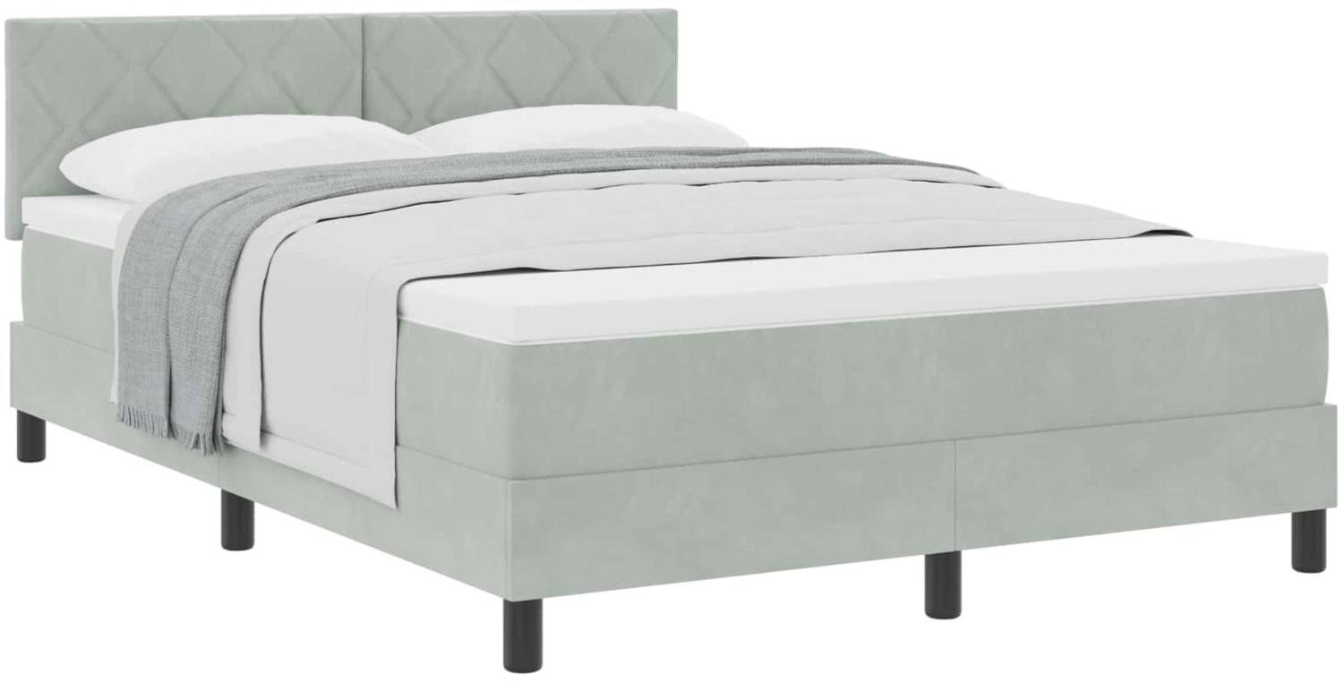 vidaXL Boxspringbett mit Matratze Hellgrau 140 x 200 cm Samt 3339242 Bild 1