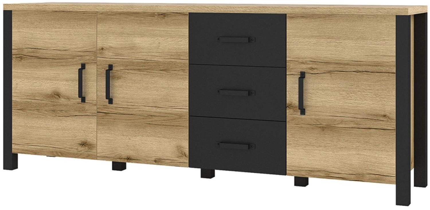 Sideboard Olin Kommode 192cm eichefarben Grand natur / schwarz supermatt Bild 1