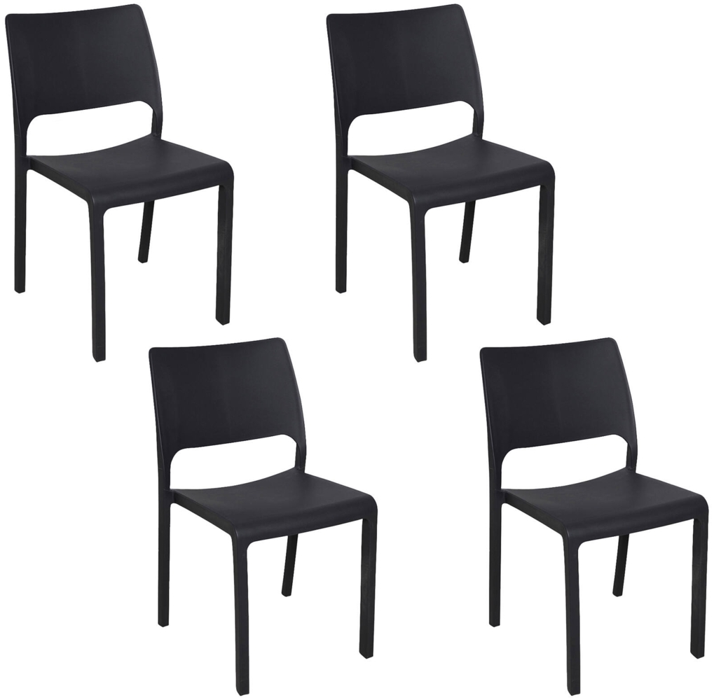 Dmora 4er Set Gartenstühle Cereseto, Gartensitz, Für drinnen und draußen, Stapelbar, Made in Italy, 47x53 h82 cm, Anthrazit Bild 1