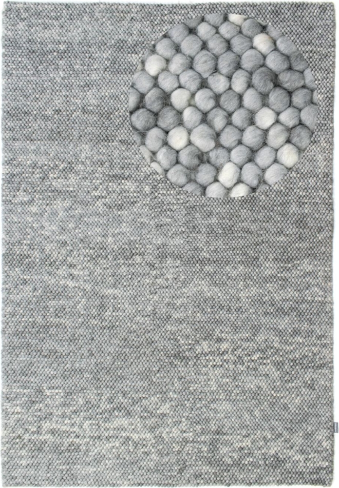 Morgenland Wollteppich - Filzkugel - Mosaik - rechteckig - 150 x 80 - Grau Bild 1