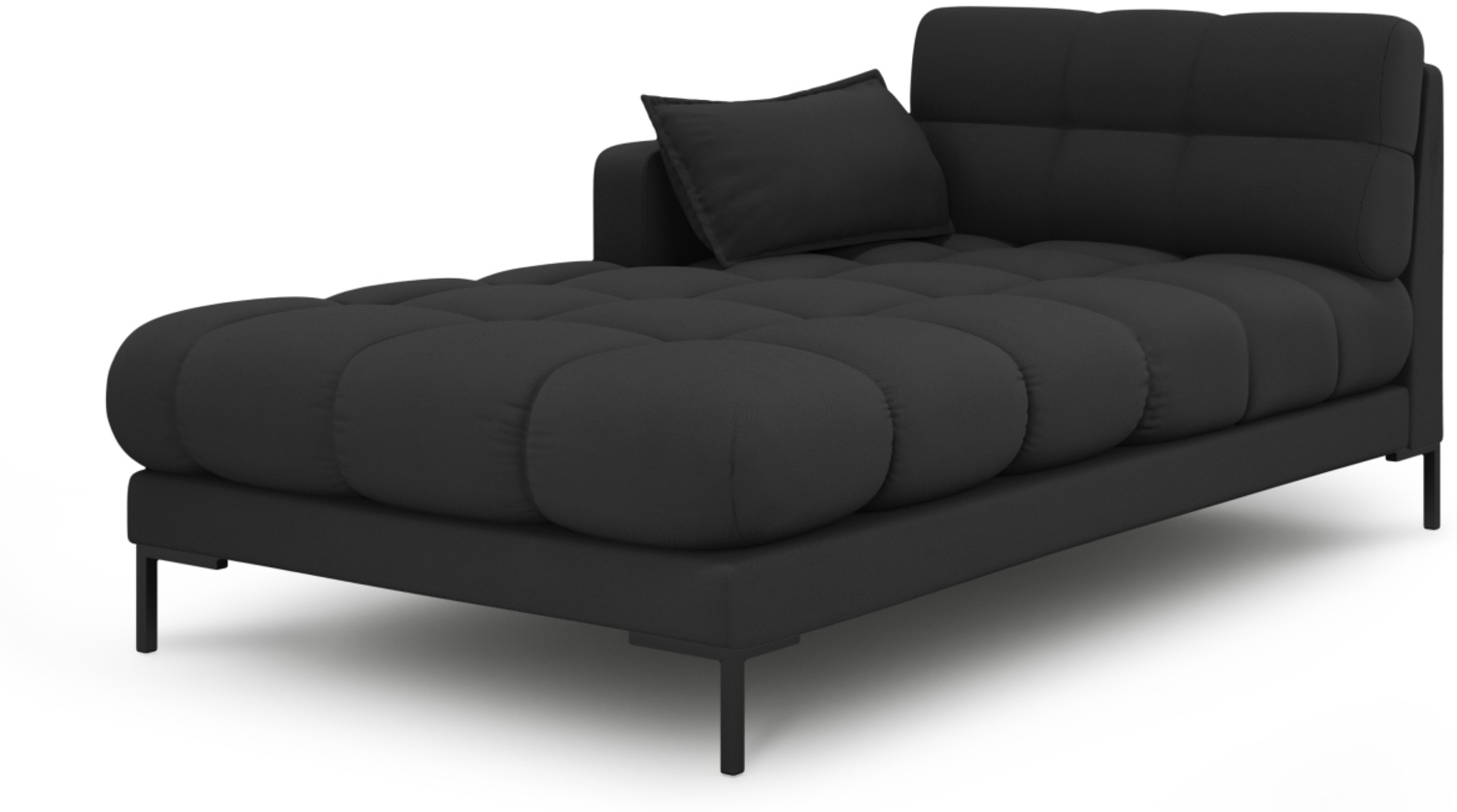 Micadoni Recamiere Mamaia 1-Sitzer Links Strukturierter Stoff Dunkelgrau Metall schwarz Bild 1