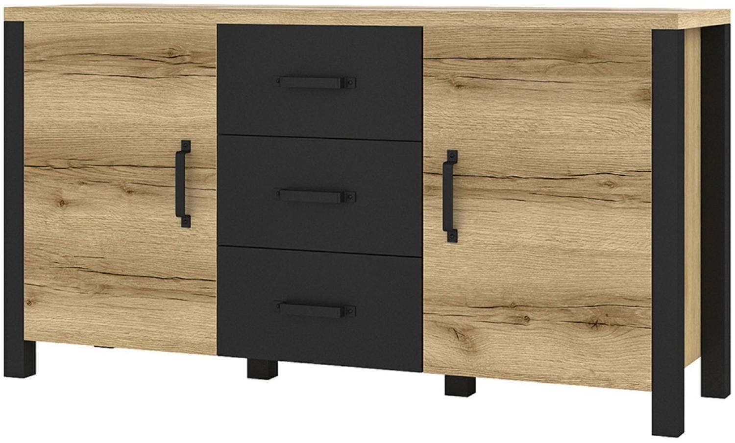 Sideboard Olin Kommode 147cm eichefarben Grand natur / schwarz supermatt Bild 1