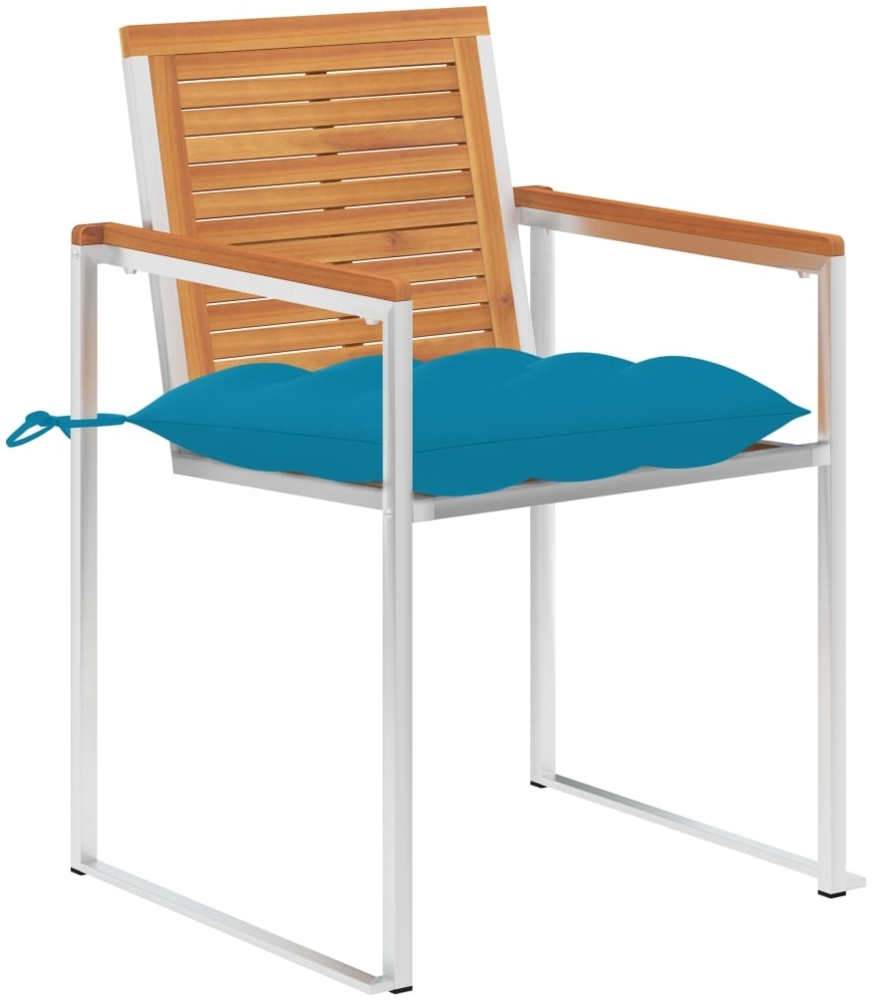 vidaXL Gartenstühle mit Kissen 2 Stk. Massivholz Akazie und Stahl 3061507 Bild 1