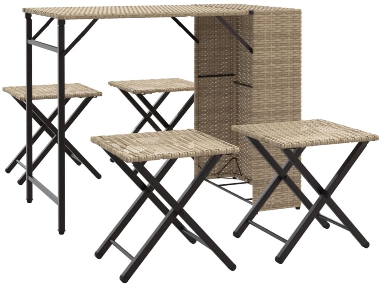 vidaXL 5-tlg. Garten-Essgruppe Klappbar Beige Poly Rattan 365947 Bild 1