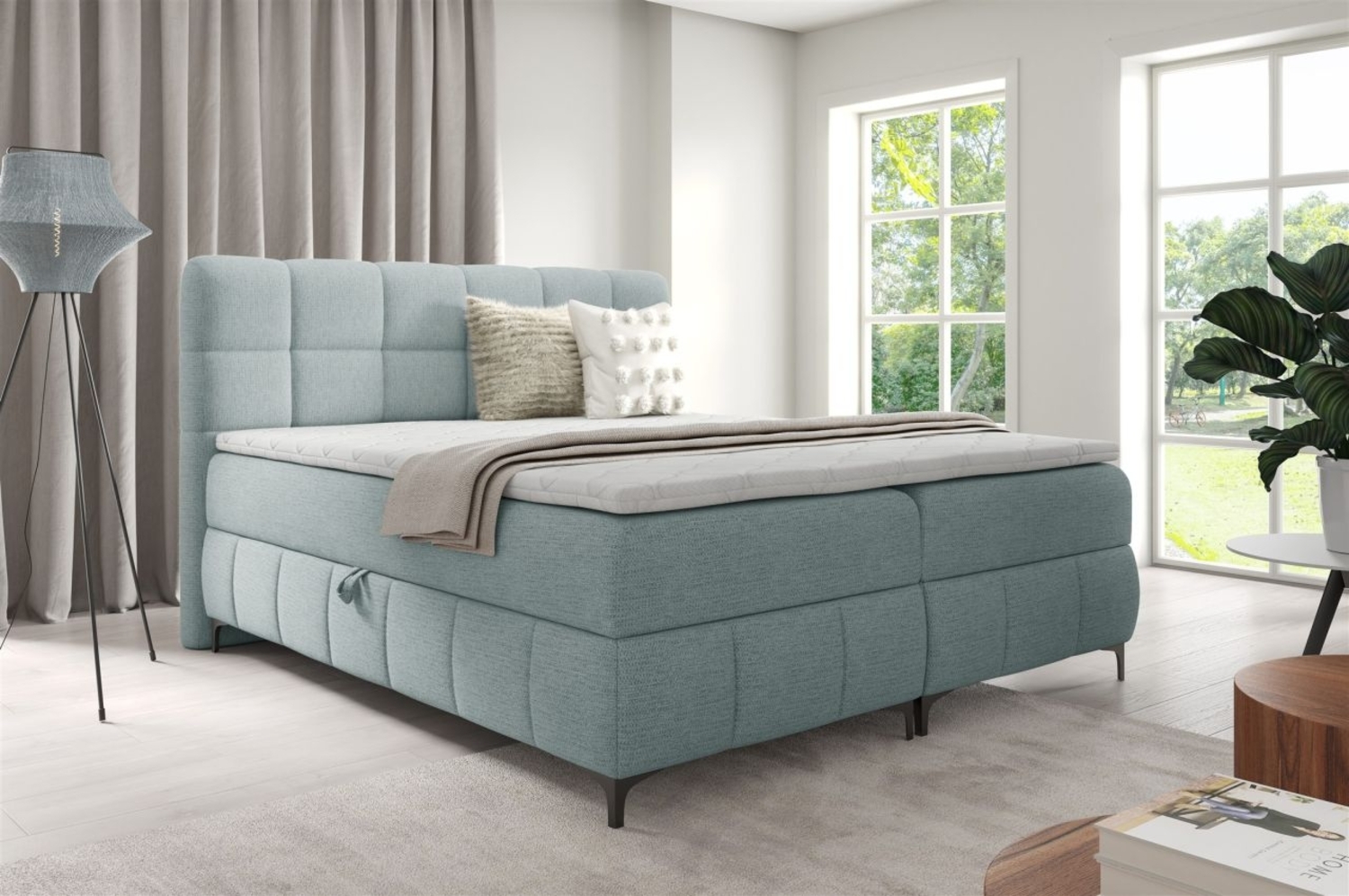 Boxspringbett Schlafzimmerbett SOPHIE 120x200cm Stoff Aragon Sky Bild 1