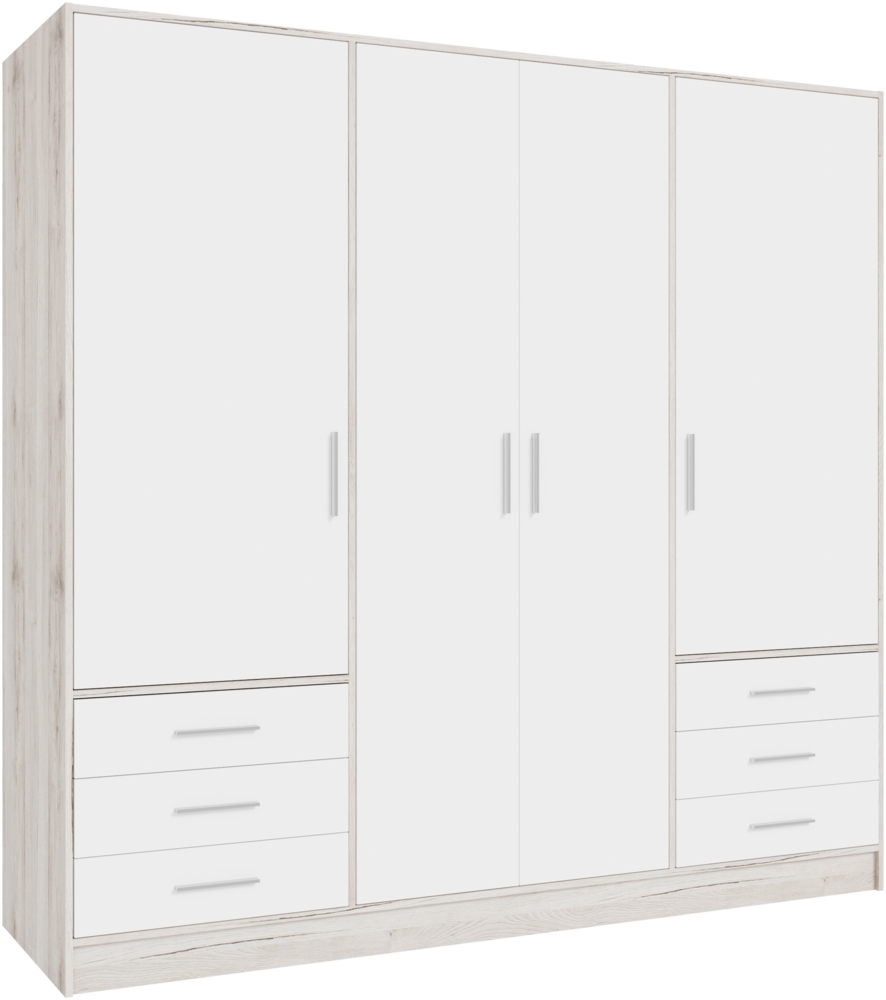 Forte 'Jupiter' Kleiderschrank, Sandeiche/weiß, 4-türig, 207x200 cm Bild 1