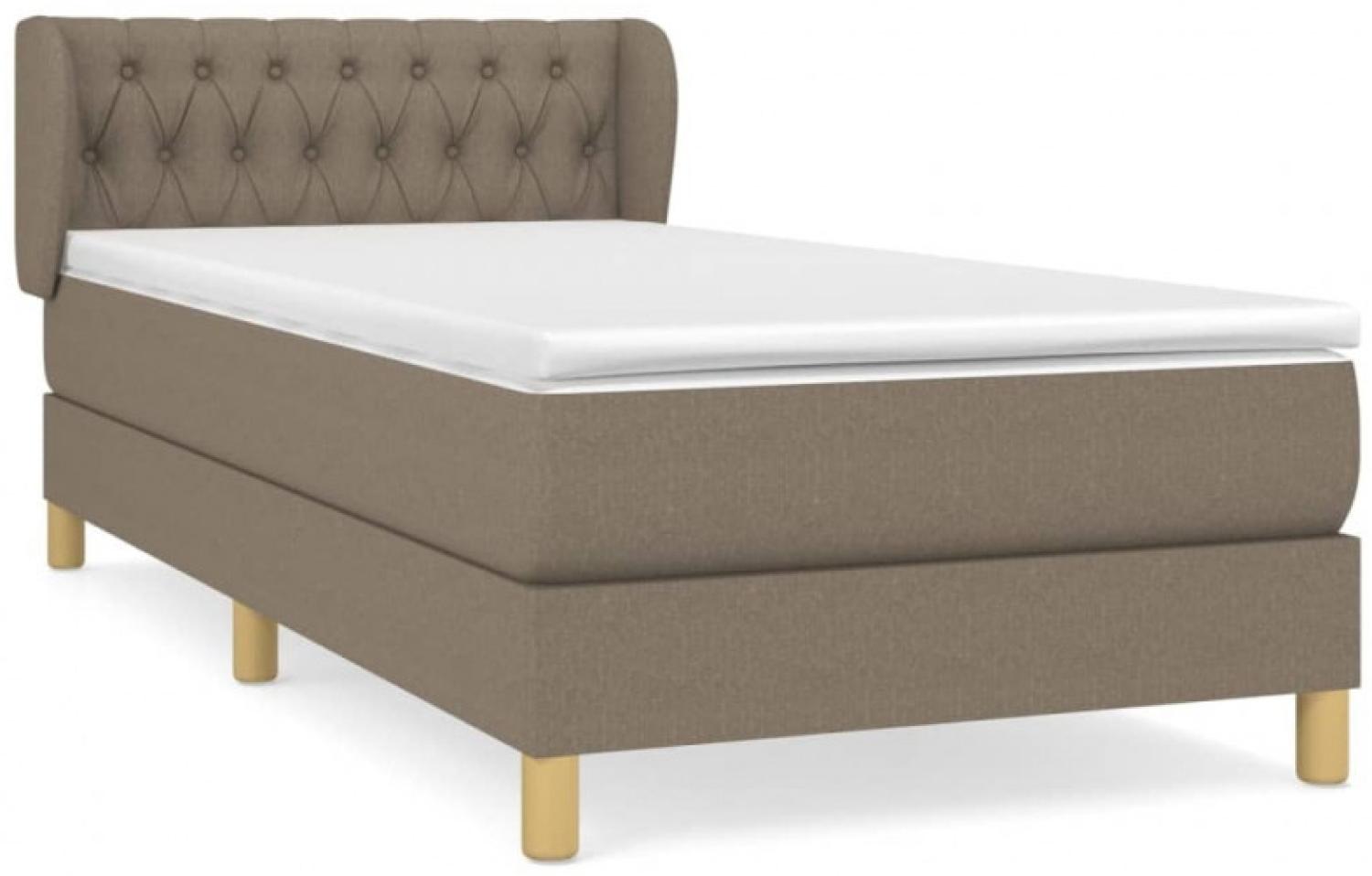 Einzelbett, Polsterbett mit Matratze Stoff Taupe 100 x 200 cm Bild 1