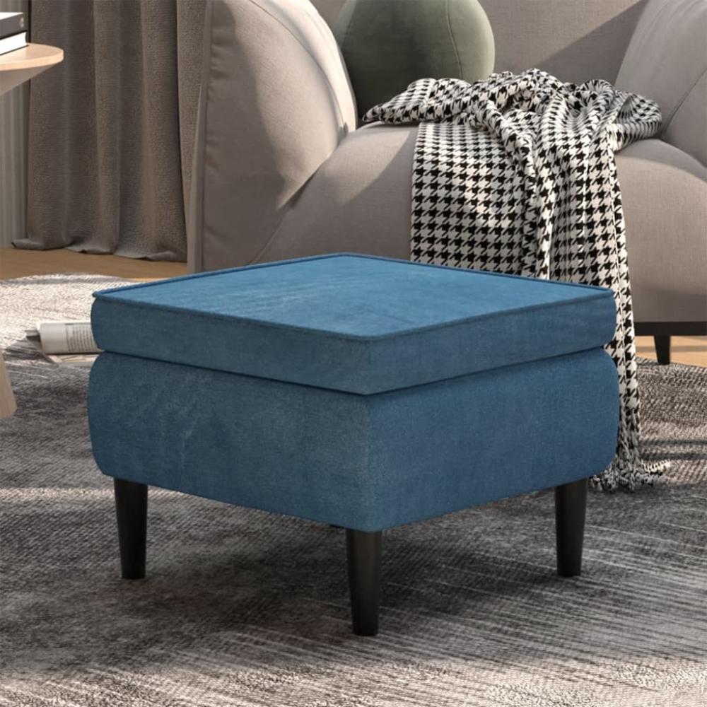 vidaXL Hocker mit Holzbeinen Blau Samt [329435] Bild 1