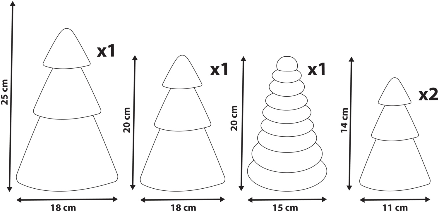 Weihnachtsdekoration 5er Set VORMA Weihnachtsbaum 25 cm Beige Grün Bild 1