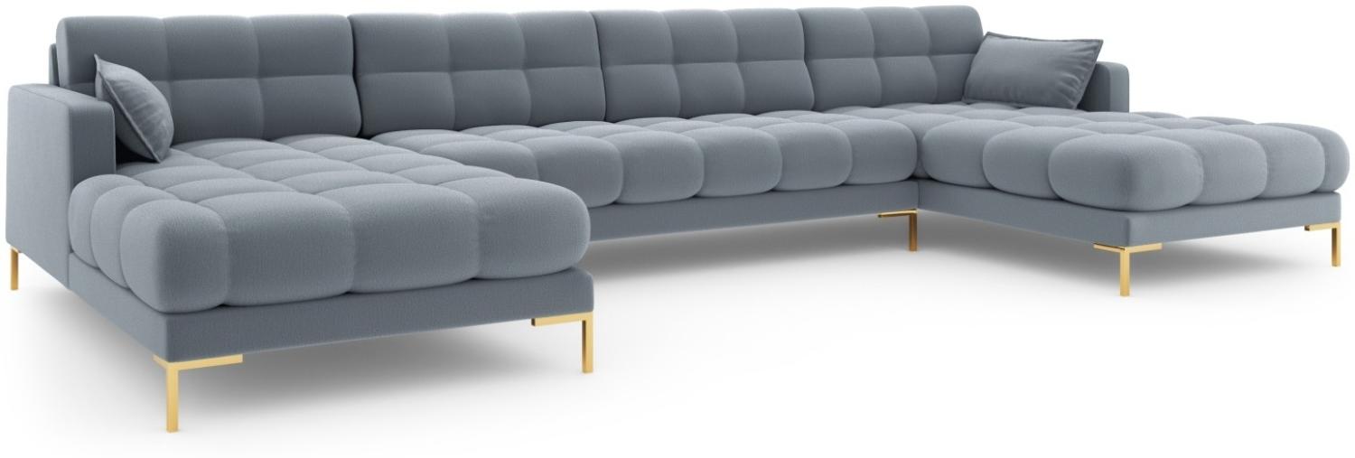 Micadoni 6-Sitzer Panorama Sofa Mamaia | Bezug Light Blue | Beinfarbe Gold Metal Bild 1