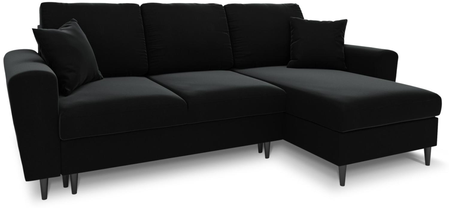 Micadoni 4-Sitzer Samtstoff Reversible Ecksofa mit Bettfunktion und Box Moghan | Bezug Black | Beinfarbe Black Chrome Me... Bild 1