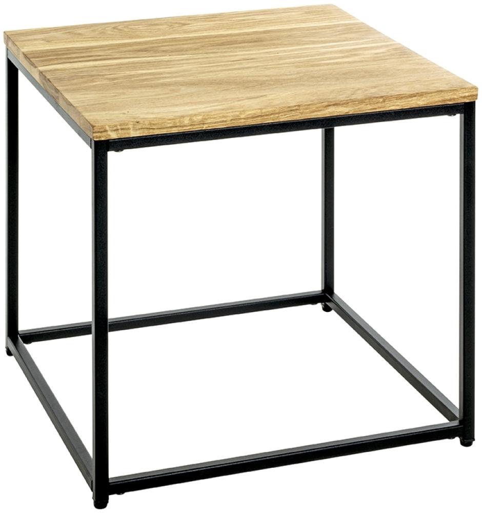 Beistelltisch >37334< in eiche, schwarz, Massivholz, Metall - 45x45x45cm (BxHxT) Bild 1