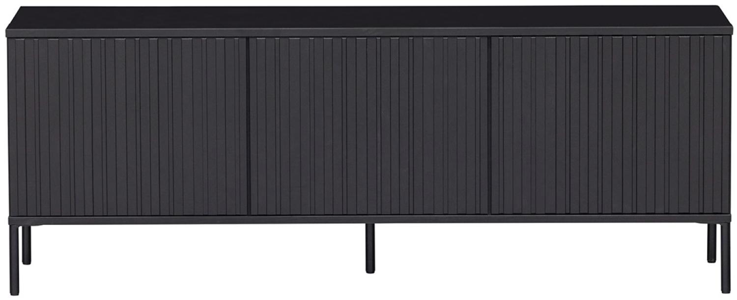 TV Board Gravure aus Kiefernholz 150 cm, Schwarz Bild 1