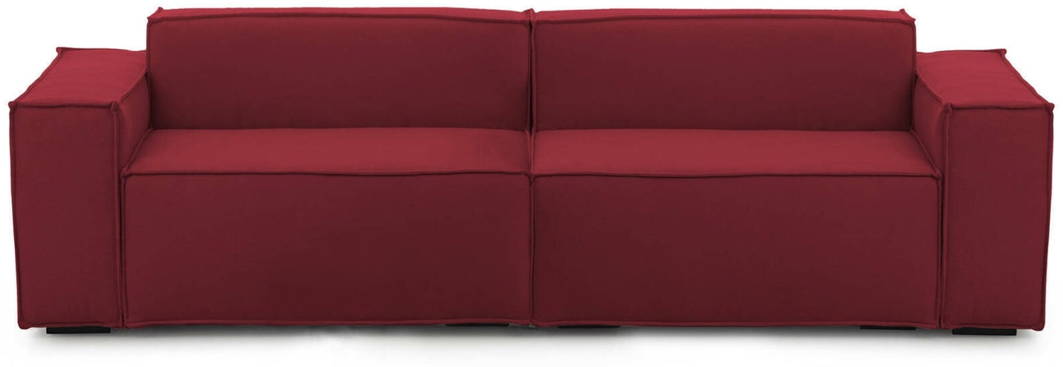 Dmora 3-Sitzer festes Sofa Argo, lineares modulares Sofa, modernes Wohnzimmersofa aus Stoff, 100 % Made in Italy, 260 x 95 x 70 cm, Rot Bild 1