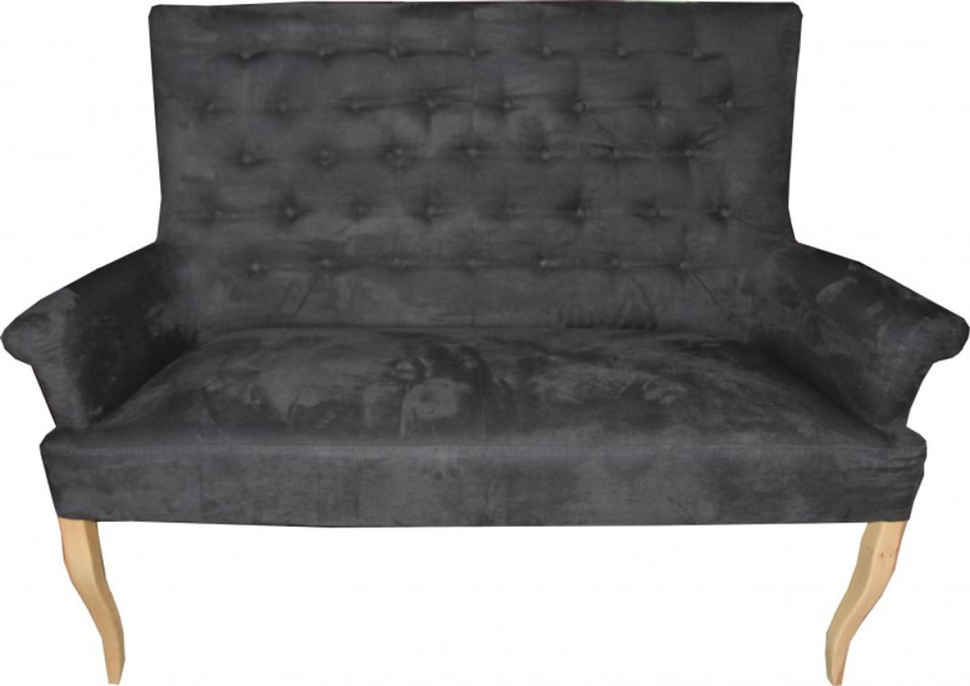 Casa Padrino Designer Chesterfield Sitzbank / Sofa Dunkelgrau / Holzfarben - Retro Salon Möbel Barock Bild 1