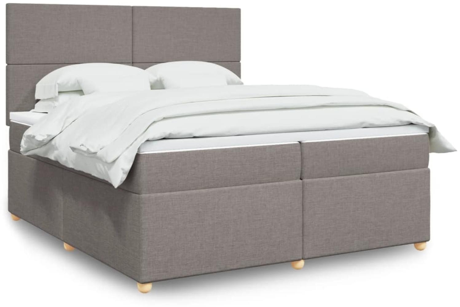 vidaXL Boxspringbett mit Matratze Taupe 200x200 cm Stoff 3293684 Bild 1