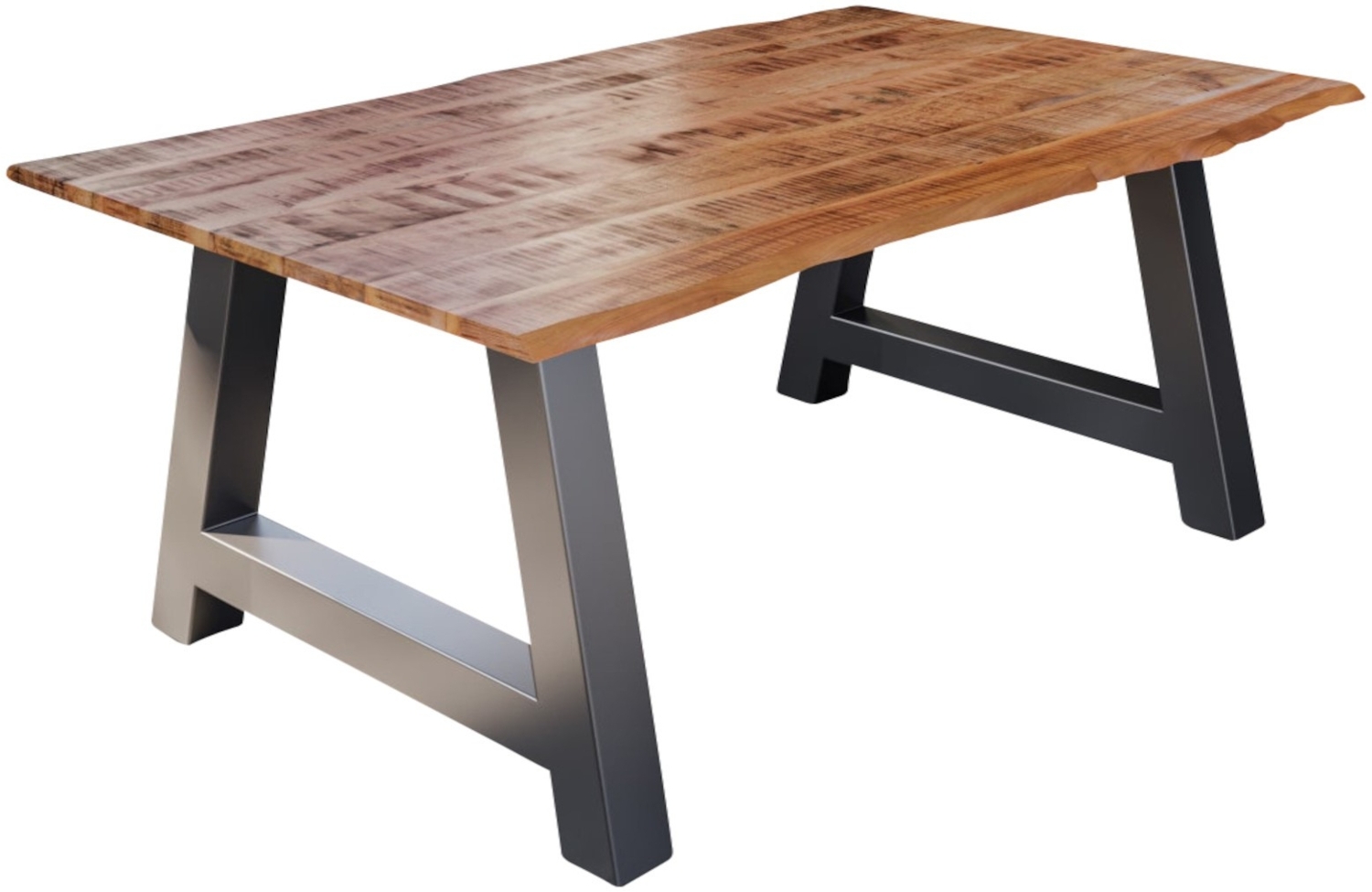 Esstisch Baumkante Massiv Mango naturfarben 120 x 80 silber A-Gestell DORA 82059851 Bild 1