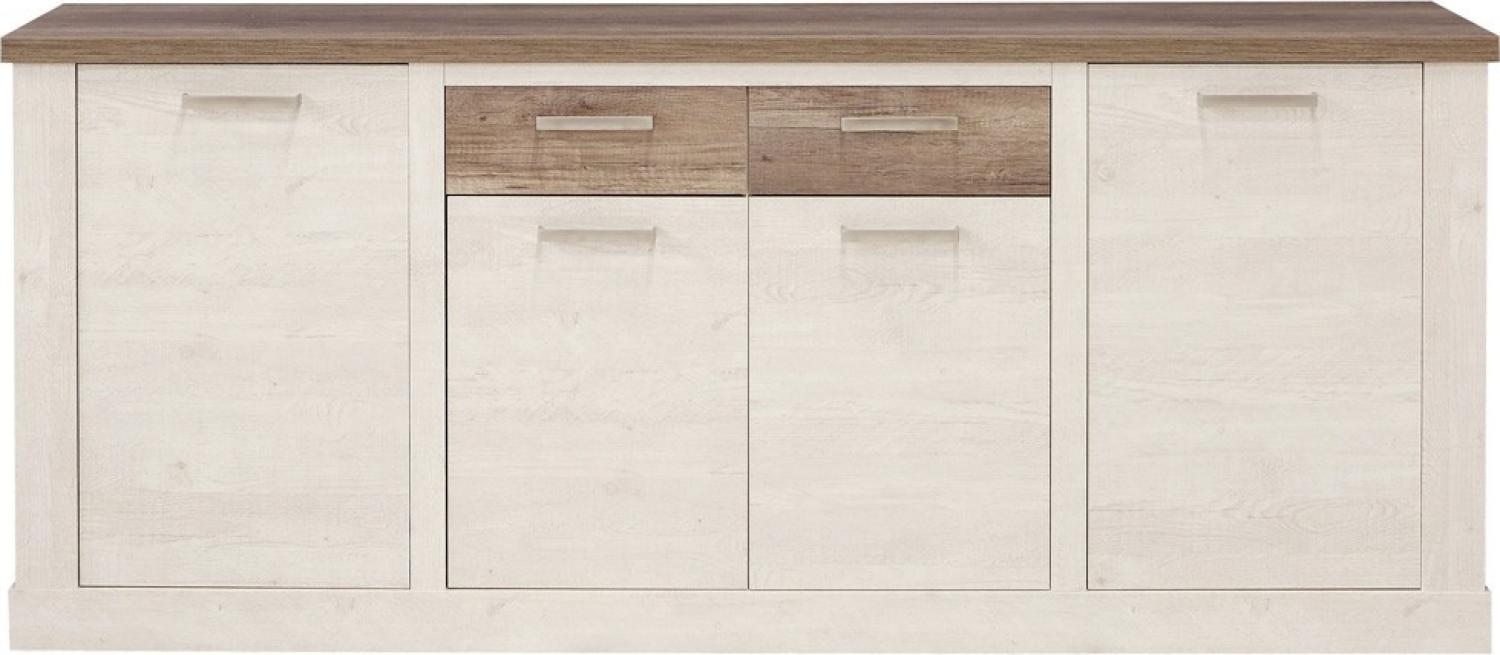 Sideboard Durio 2 Pinie weiß 213 x 90 x 41 cm Anrichte Schrank Wohnzimmer Bild 1