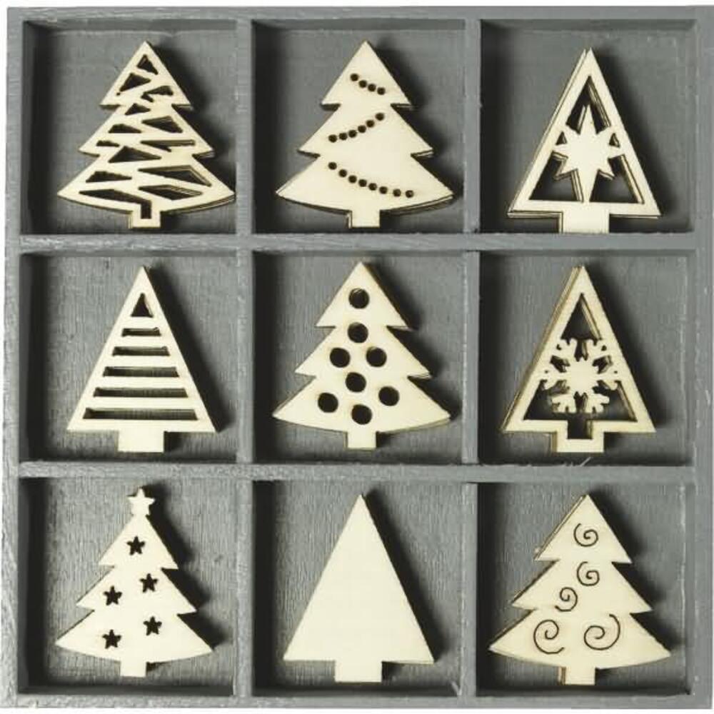 Knorr prandell Holzornamentbox Weihnachtsbäume VE=45 Stück Bild 1