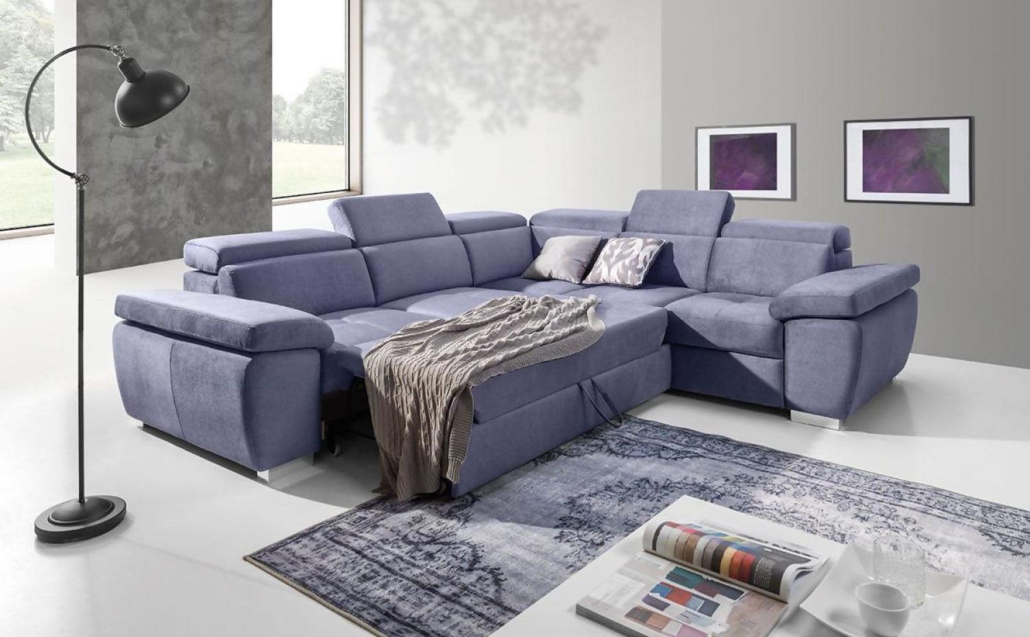 Ecksofa Schlafsofa ROXI Violett Kurze Schenkel Rechts Bild 1