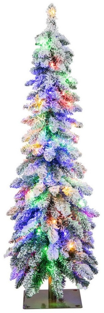 COSTWAY Künstlicher Weihnachtsbaum, mit Schnee, 100 LEDs & 11 Lichtmodi 120cm Bild 1