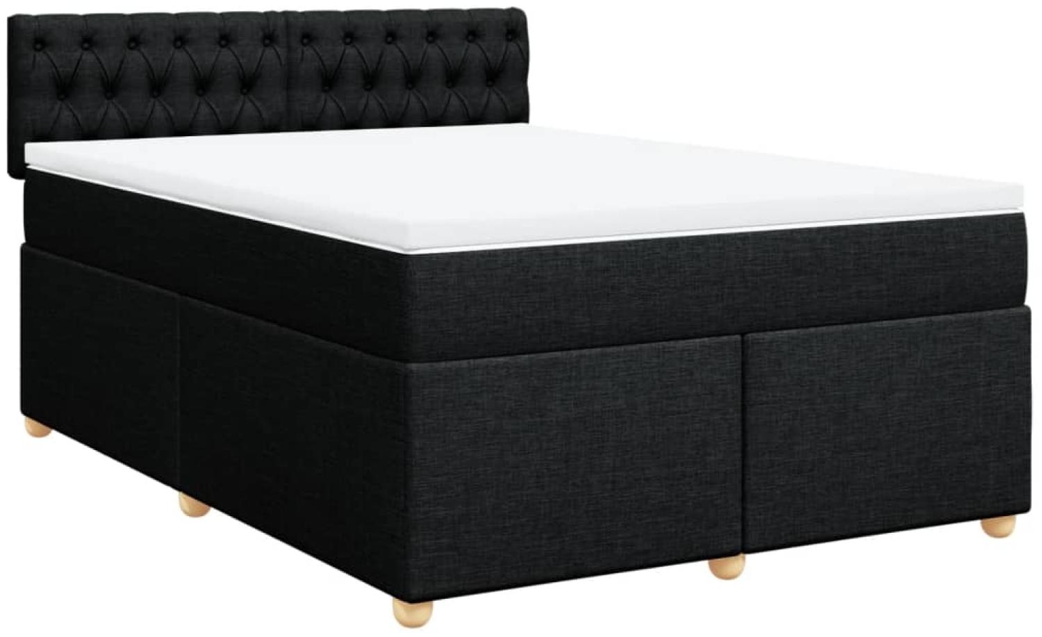vidaXL Boxspringbett mit Matratze Schwarz 160x200 cm Stoff 3286740 Bild 1