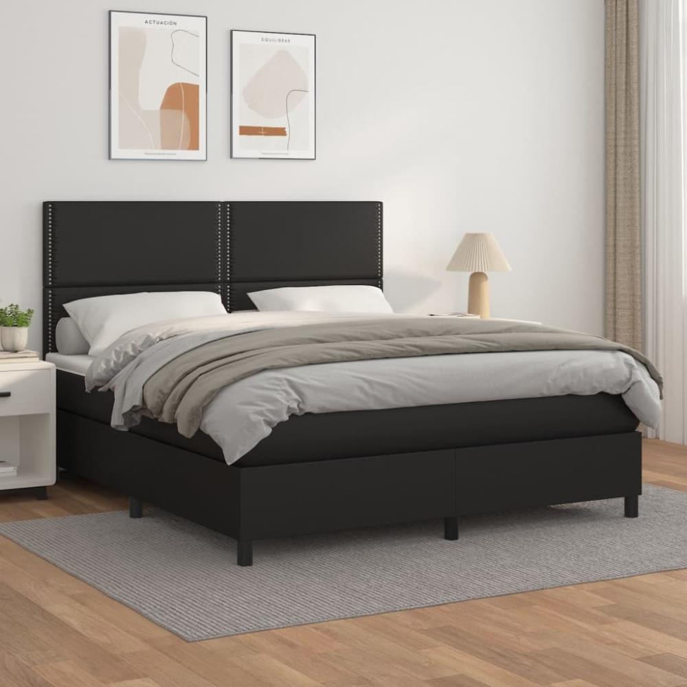 vidaXL Boxspringbett mit Matratze Schwarz 160x200 cm Kunstleder 3142791 Bild 1