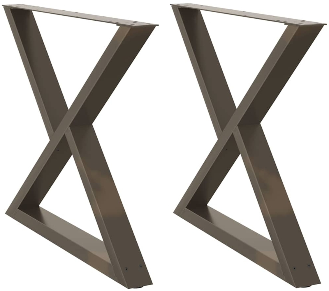 vidaXL Esstisch Beine 2 Stück Naturstahl 90x(72-73,3) cm Stahl 4012735 Bild 1