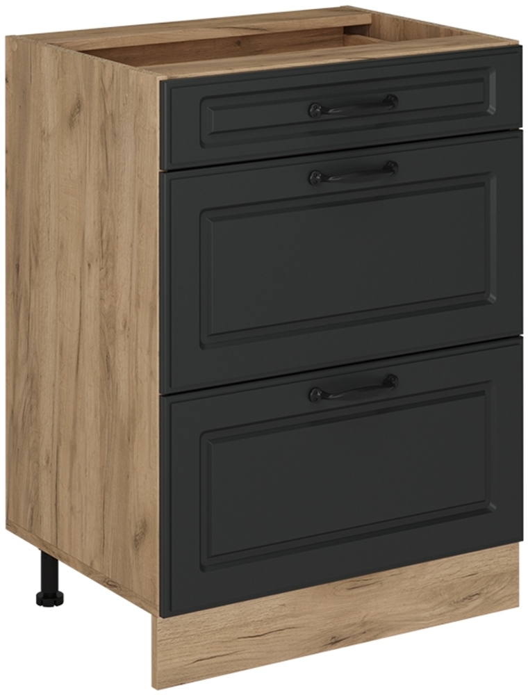 Küchenunterschrank R-Line Anthrazit Landhaus 60 cm mit Schubladen, ohne Arbeitsplatte Vicco Bild 1