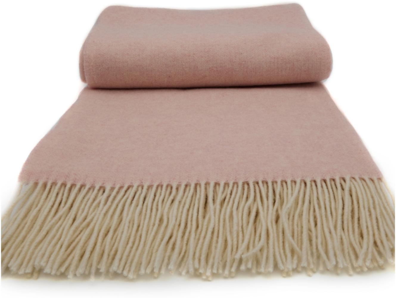 Wohndecke Fair de luxe Kaschmir easy care | Kaschmir Wolldecke | Sofadecke/Couchdecke | Tagesdecke | Flauschig & Kuschlig warm | Anschmiegsame Kuscheldecke 140 x 190 cm (Rose, Kaschmir/Wolle) Bild 1