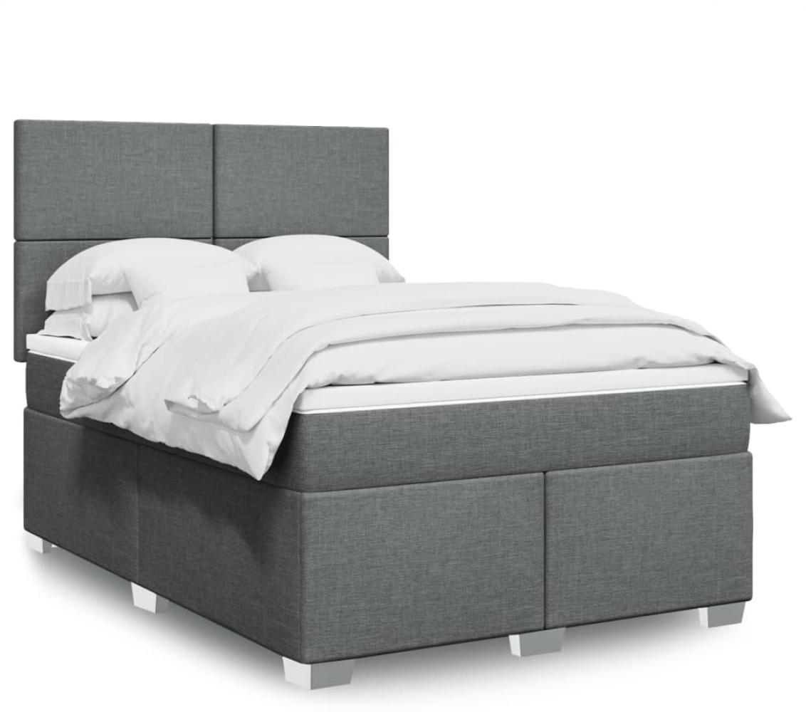 vidaXL Boxspringbett mit Matratze Dunkelgrau 160x200 cm Stoff 3292833 Bild 1