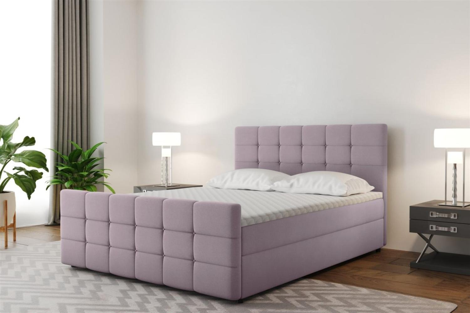 Boxspringbett Schlafzimmerbett SENON 140x200cm Stoff Rose inkl. Bettkasten Bild 1