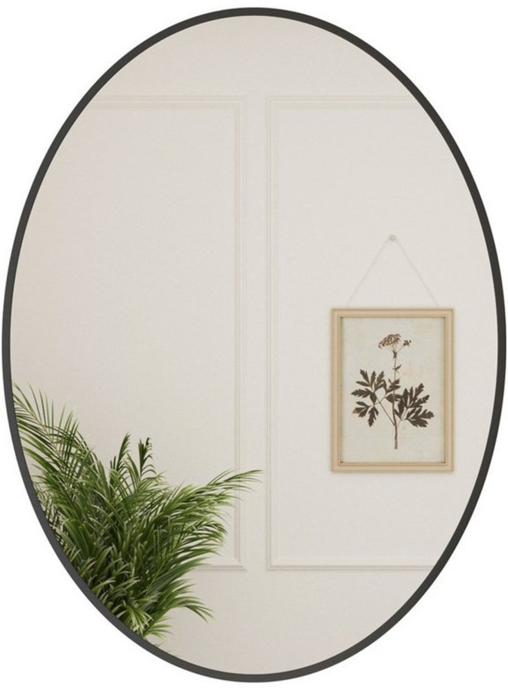 Boromal Dekospiegel Flur 50x70cm für Wohnzimmer Flurspiegel modern Wandspiegel Rund (Spiegel Oval, 5mm Bleifreier Spiegel, explosionsgeschützt), Vertikal oder Horizontal, mit Metall Haken Bild 1