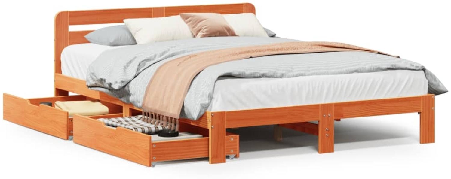 vidaXL Massivholzbett ohne Matratze Wachsbraun 120x200 cm Kiefernholz 3309844 Bild 1