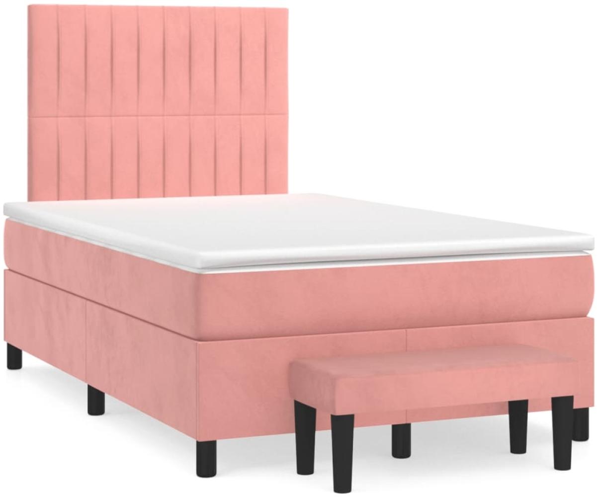 vidaXL Boxspringbett mit Matratze Rosa 120x190 cm Samt 3270486 Bild 1