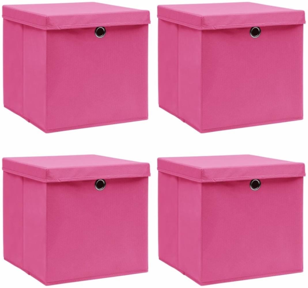 vidaXL Aufbewahrungsboxen mit Deckeln 4 Stk. Rosa 32x32x32 cm Stoff 288346 Bild 1