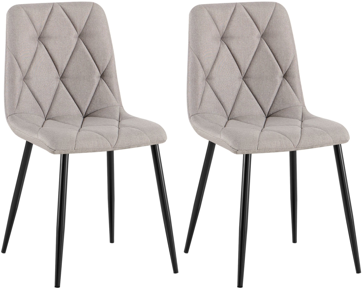 CLP 2er Set Esszimmerstuhl Clairton gepolstert mit Rückenlehne bis 150 kg belastbar,hellgrau Stoff Bild 1