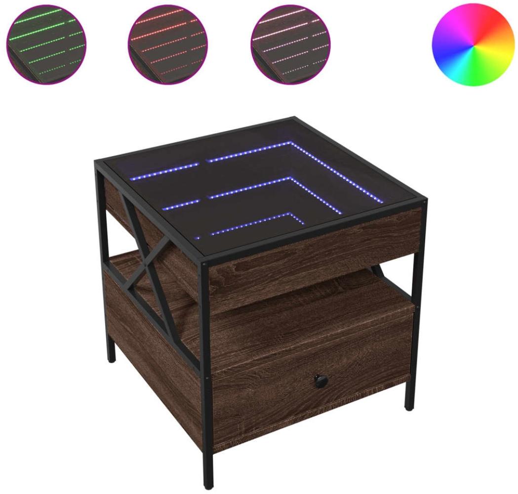 vidaXL Couchtisch mit Infinity-LED Braun Eichen-Optik 50x50x51 cm 847716 Bild 1