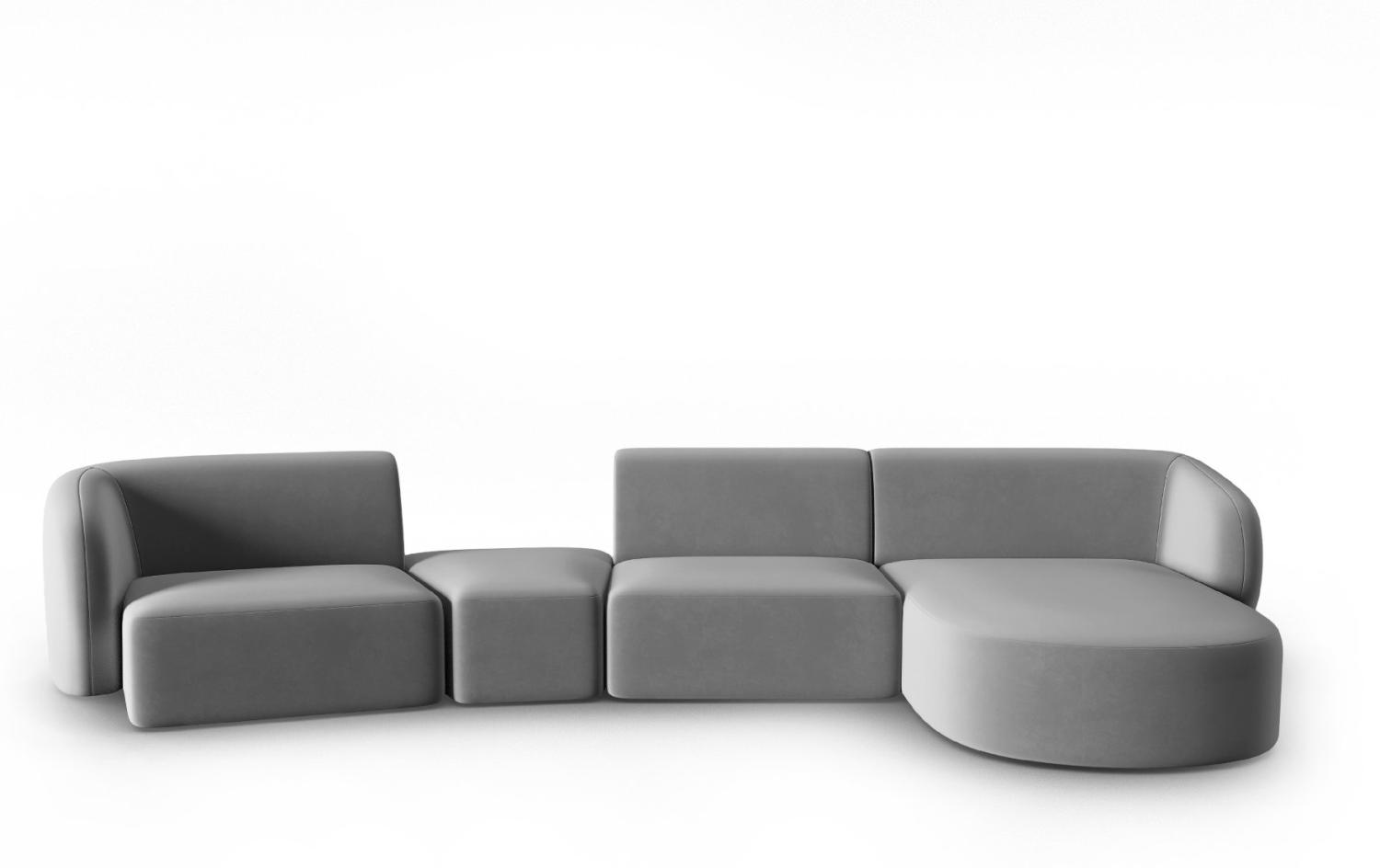 Micadoni Modulares Sofa Shane 5-Sitzer Rechts Samtstoff Grau Bild 1