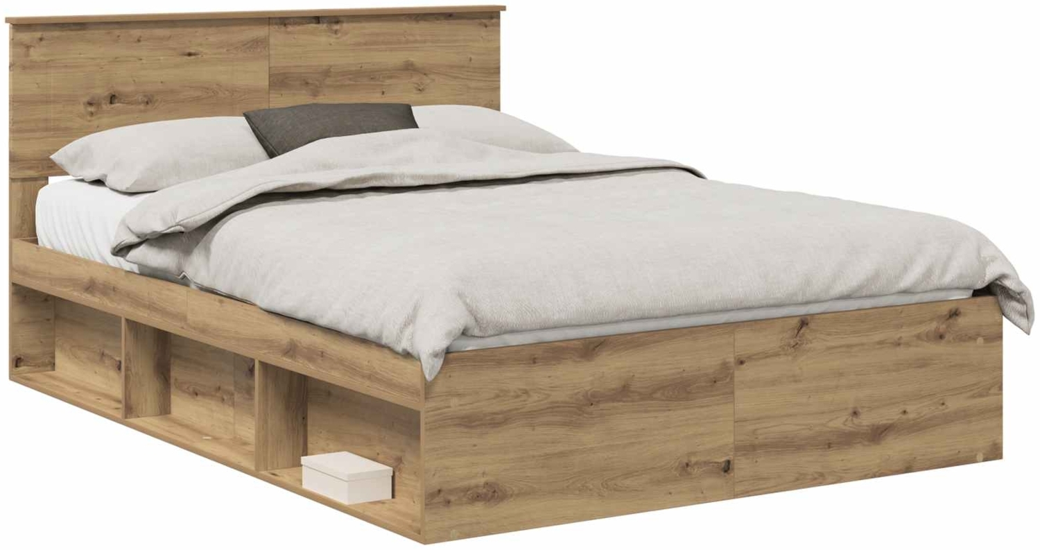 vidaXL Bettrahmen Kunsthandwerk Eiche 140x190 cm Holzwerkstoff 3407876 Bild 1